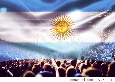 soccer supporters and Argentina flag 97230224