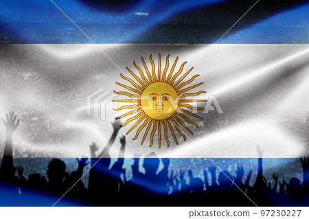 soccer supporters and Argentina flag 97230227
