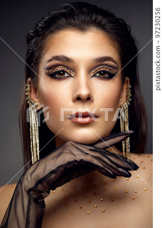 beauty bright eye makeup with arrows with rhinestones beauty bright eye makeup with arrows with rhinestones 97230256