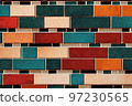 Big and small colorful textured bricks pattern background 3D render digital illustration 97230565