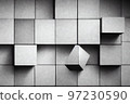 Geometric shape textured grey blocks pattern background 3D render digital illustration 97230590