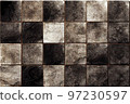 Different grey shades rough square tiles pattern background 3D render digital illustration 97230597