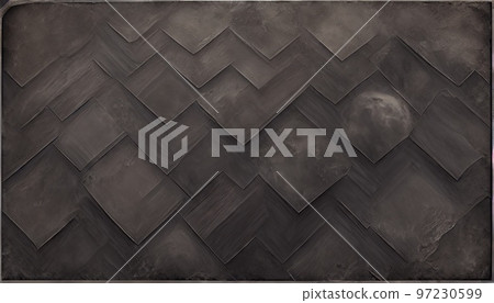 Grunge style matt grey overlapping tiles pattern digital illustration 97230599
