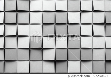Three-dimensional uneven square grey tiles pattern 3D render digital illustration Three-dimensional uneven square grey tiles pattern 3D render digital illustration 97230625