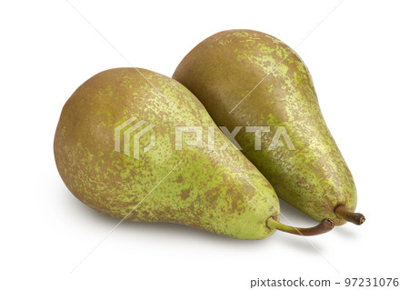 Green conference pear isolated on white background with full depth of field 97231076