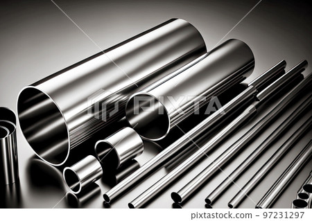 Shiny metal pipes manufactured by aluminum industry factory 97231297