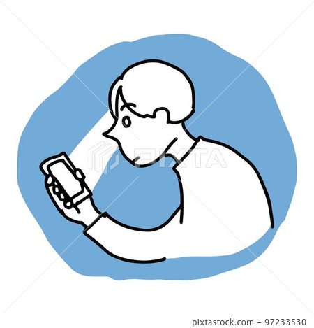Illustration of a person looking at a smartphone Illustration of a person looking at a smartphone 97233530