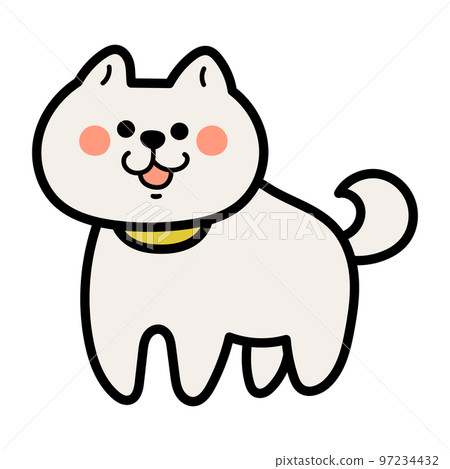 簡單可愛的柴犬和白柴全身插圖素材 97234432