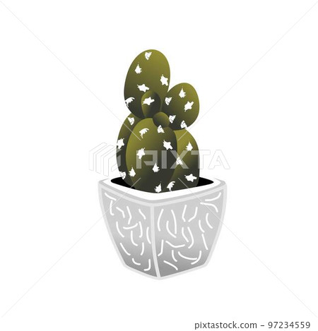 spiny cactus spiked round in pot Image graphic icon logo design abstract concept vector stock. Can be used as a symbol related to nature or interior 97234559