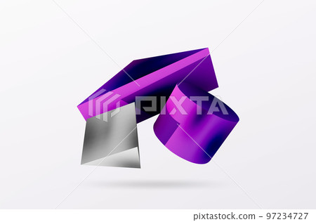 Metallic 3d shape vector geometric background. Trendy techno business template for wallpaper, banner, background or landing 97234727