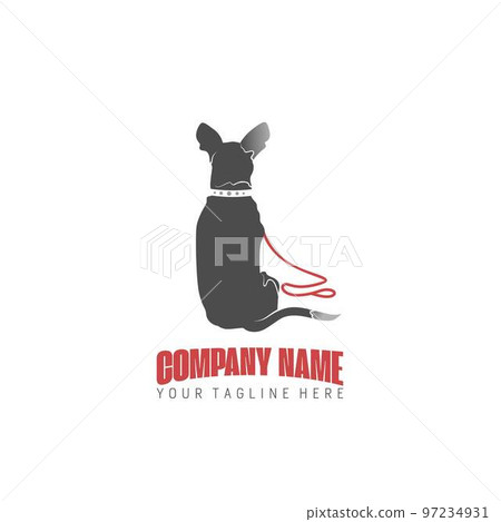 Artistic dog on the back with leash Image graphic icon logo design abstract concept vector stock. Can be used as a symbol related to animal or pet 97234931