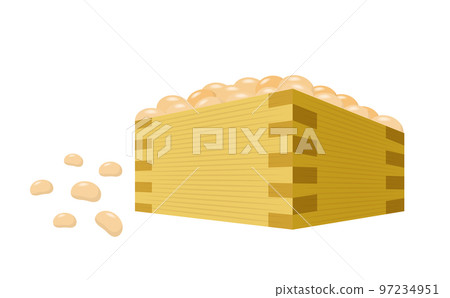 Mamemaki soybeans in a masu Setsubun day vector illustration_transparent background 97234951