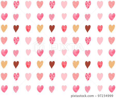 watercolor heart pattern background - Stock Illustration [97234999] - PIXTA
