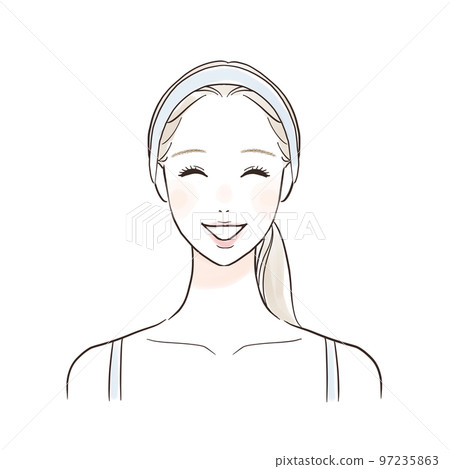 微笑的女人美麗的長頭髮 97235863