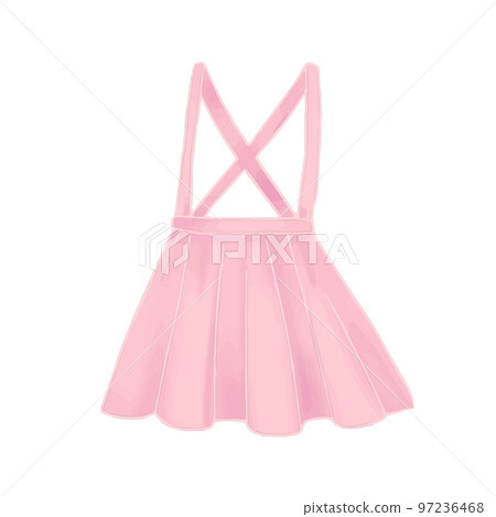 Hand-drawn cute isolated clip art illustration of kawaii pink skater skirt with straps Hand-drawn cute isolated clip art illustration of kawaii pink skater skirt with straps 97236468