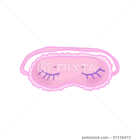 Hand drawn cute isolated clip art illustration of pink sleeping mask with closed eyes Hand drawn cute isolated clip art illustration of pink sleeping mask with closed eyes 97236472