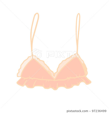 Hand drawn cute isolated clip art illustration of peach pink bralette with ruffles Hand drawn cute isolated clip art illustration of peach pink bralette with ruffles 97236499