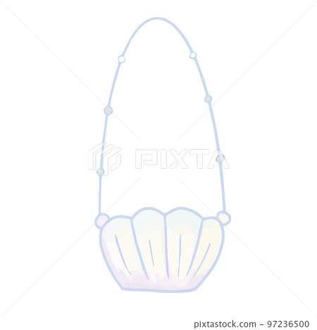 Hand drawn cute isolated clip art illustration of white sea shell shaped clutch 97236500
