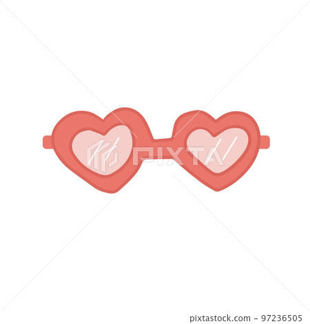 Hand drawn cute isolated clip art illustration of red heart shaped sunglasses Hand drawn cute isolated clip art illustration of red heart shaped sunglasses 97236505