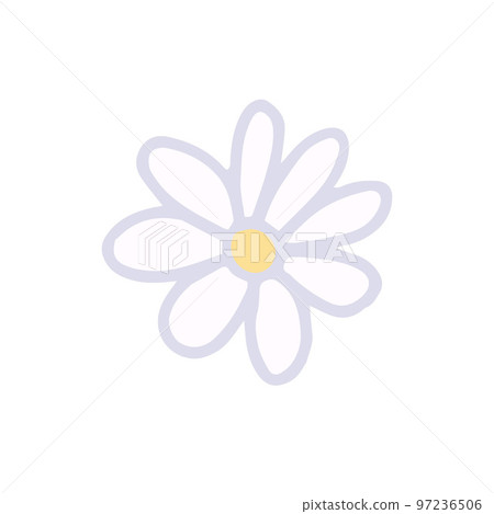 Hand drawn cute isolated clip art illustration of a chamomile flower with eight petals Hand drawn cute isolated clip art illustration of a chamomile flower with eight petals 97236506