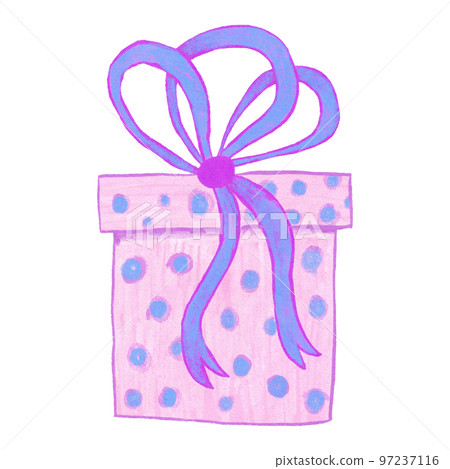 Hand drawn illustration of pink blue ift present box with ribbon bow. Cute funny bright birthday celebration decoration party, festive greeting decor, colorful sale concept event. Hand drawn illustration of pink blue ift present box with ribbon bow. Cute funny bright birthday celebration decoration party, festive greeting decor, colorful sale concept event. 97237116