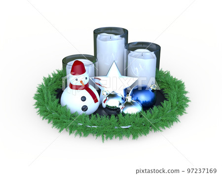 candle and snowman candle and snowman 97237169