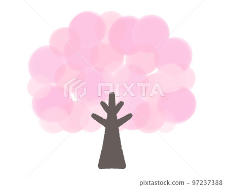 Big cherry tree painted by watercolor 97237388