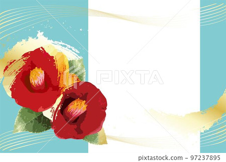 Camellia flower frame background illustration material Camellia flower frame background illustration material 97237895