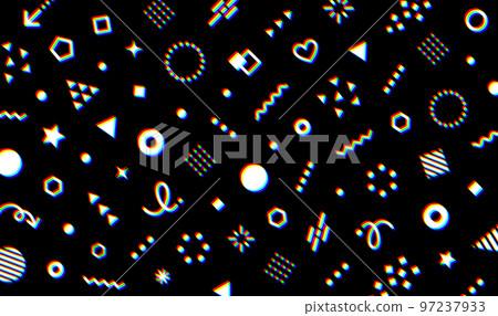 用 RGB 偏差表示的毛刺藝術。使用色差設計的背景材料。 97237933