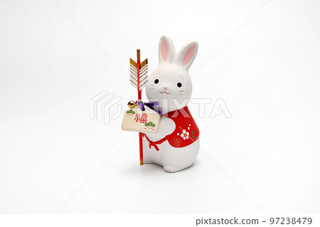 Rabbit figurine New Year's card material 97238479