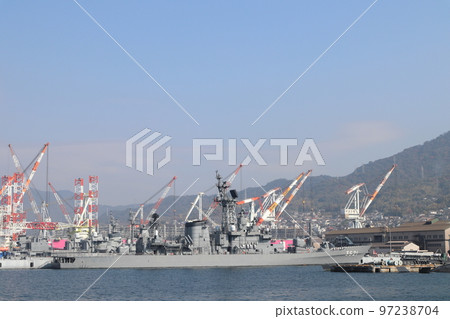 Destroyer Shimakaze seen from the sea at Kure Port Photo taken on November 12, 2022 Destroyer Shimakaze seen from the sea at Kure Port Photo taken on November 12, 2022 97238704