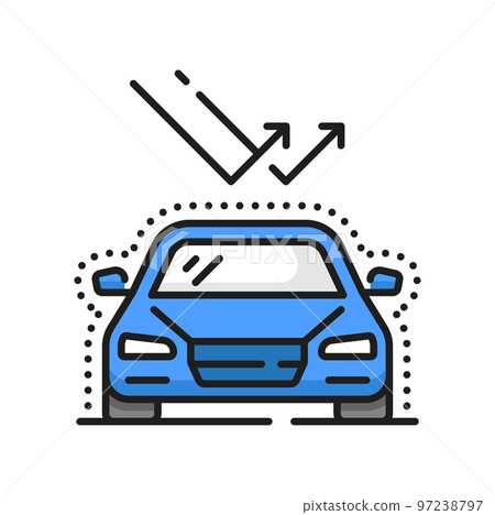 Car care icon, wax and polish service, clean auto and carwash, vector line symbol. Car care icon of varnishing, and refurbish polishing for vehicle exterior protection, restoration and maintenance 97238797