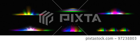Light dividers, rainbow sunshine, glow effect line Light dividers, rainbow sunshine, glow effect line 97238803