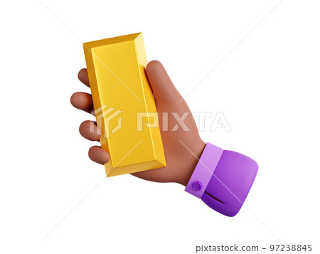 3d render black hand holding golden ingot icon 3d render black hand holding golden ingot icon 97238845