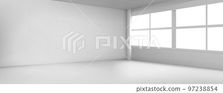 Empty room corner with large windows 97238854