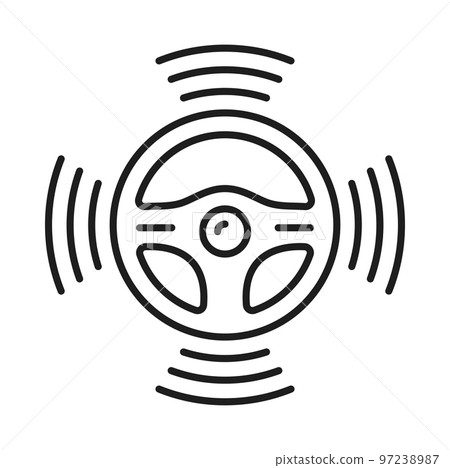 Driverless car and vehicle icon, smart self driving automatic technology, vector line. Driverless car steering, wheel symbol with autonomous sensors, electric driverless auto and intelligent transport Driverless car and vehicle icon, smart self driving automatic technology, vector line. Driverless car steering, wheel symbol with autonomous sensors, electric driverless auto and intelligent transport 97238987