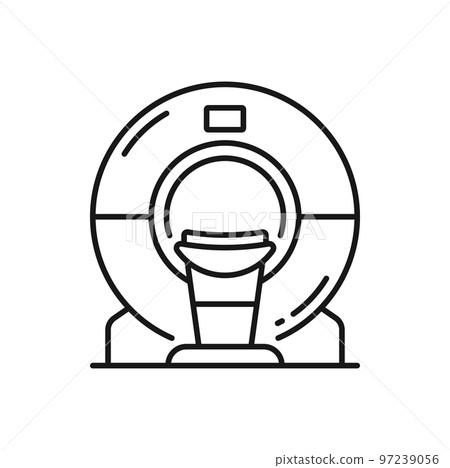 MRI scan outline icon, computed tomography machine. Vector computed tomography diagnostic magnetic resonance tomography, tomograph scanner MRI scan outline icon, computed tomography machine. Vector computed tomography diagnostic magnetic resonance tomography, tomograph scanner 97239056
