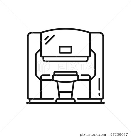 Computed tomography isolated outline icon, medical tests machine. Vector MRI diagnostic sign, machine for magnetic resonance tomography Computed tomography isolated outline icon, medical tests machine. Vector MRI diagnostic sign, machine for magnetic resonance tomography 97239057