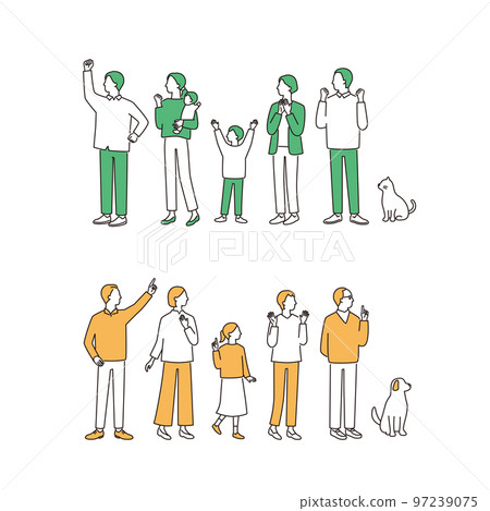 Whole body image set of a happy family 97239075