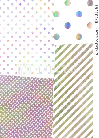 Postcard size background pattern, patchwork pattern illustration, stripe and polka dot pattern background 97239263