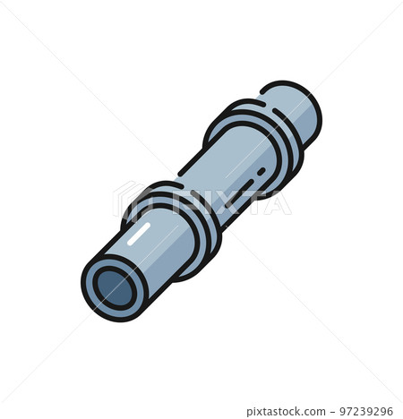 Pipeline gasoline, plumbing drainage pipe isolated color outline icon. Vector plumbing, sewage or drainage pipe for gas or oil, metal pipe 97239296