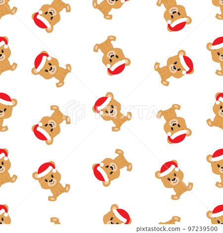 Cute cartoon bear. Vector illustration. Seamless pattern. Christmas. Cute cartoon bear. Vector illustration. Seamless pattern. Christmas. 97239500