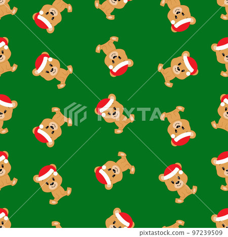 Cute cartoon bear. Vector illustration. Seamless pattern. Christmas.	 97239509