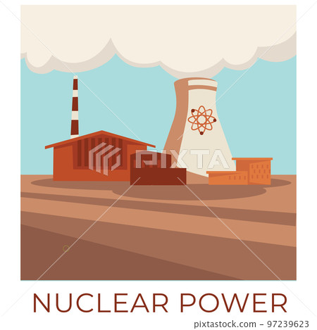 Nuclear power, station producing energy and electricity vector 97239623