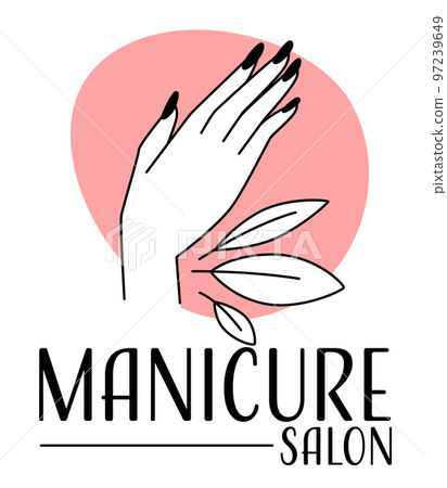 Manicure and pedicure salon, chiropody label or beauty salon 97239649