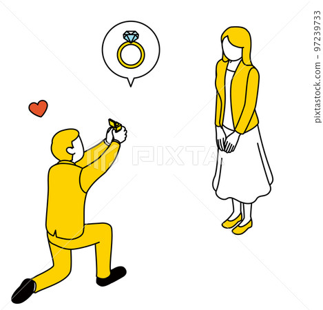 Man proposes to woman on one knee, gives ring 97239733