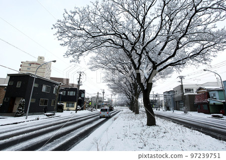 Hokkaido in winter Frozen road Iceburn Hakodate 97239751