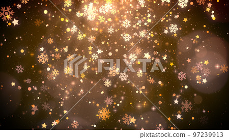 Gold christmas background with snowflakes, star and shiny lights for holidays greeting card 97239913