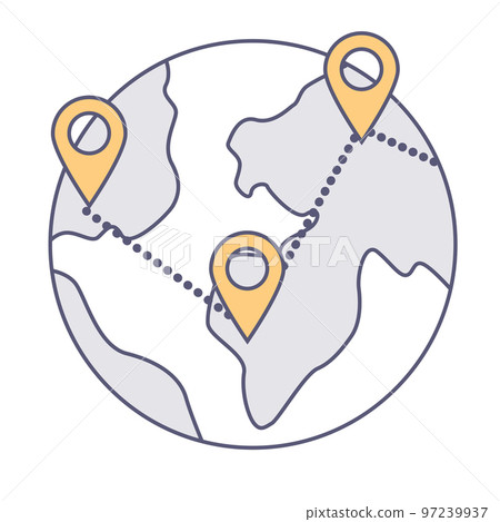 Globe with connected location pointers, international business vector Globe with connected location pointers, international business vector 97239937