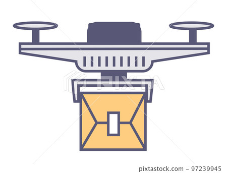 Flying drone with parcel, logistics and delivery of goods Flying drone with parcel, logistics and delivery of goods 97239945